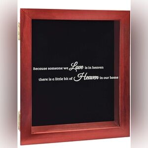 Memorial Shadow Box Display Case 11x9x2‎ Cherry Black Fabric Back Fabric.